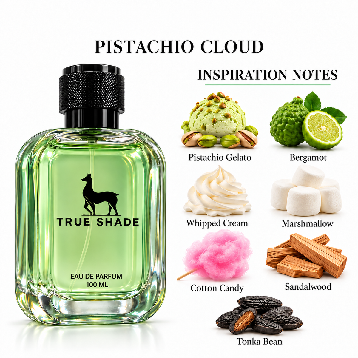 True Shade Pistachio Cloud 100ml Eau de Parfum perfume fragrance promotional image