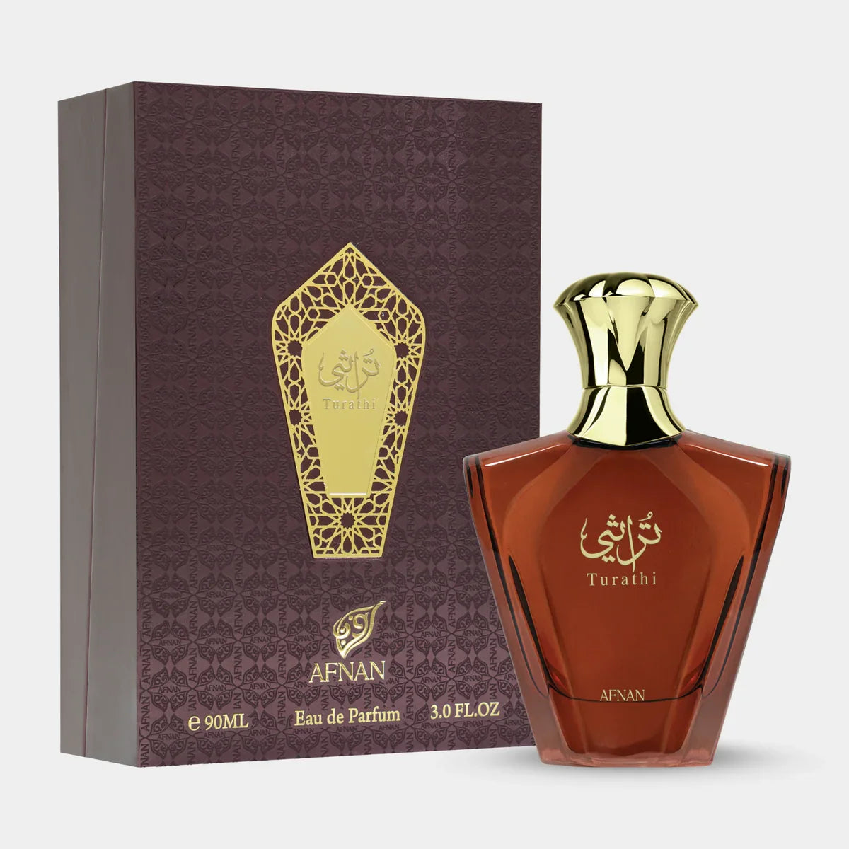 Afnan Turathi Brown Eau de Parfum 90ml bottle, spicy woody fragrance