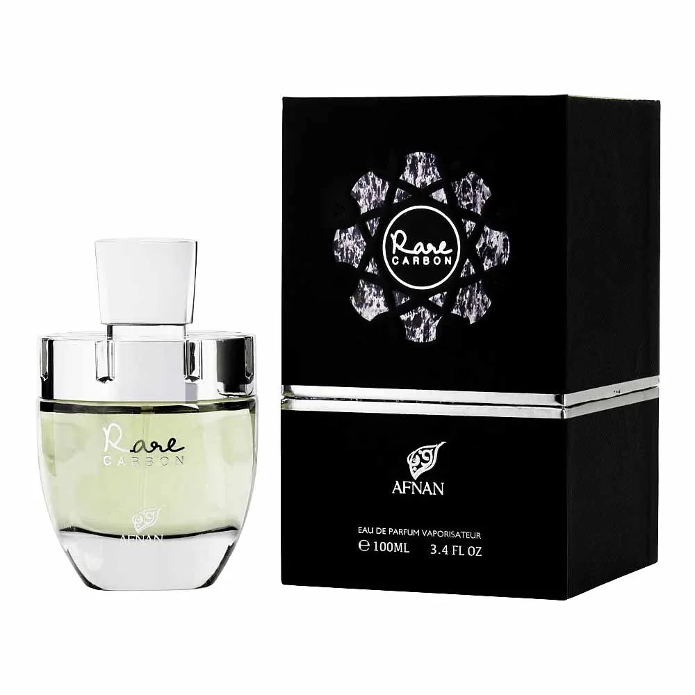 Afnan Rare Carbon Eau de Parfum 100ml bottle, leather and spice fragrance