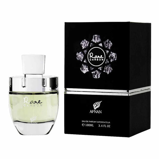Afnan Rare Carbon Eau de Parfum 100ml bottle, leather and spice fragrance