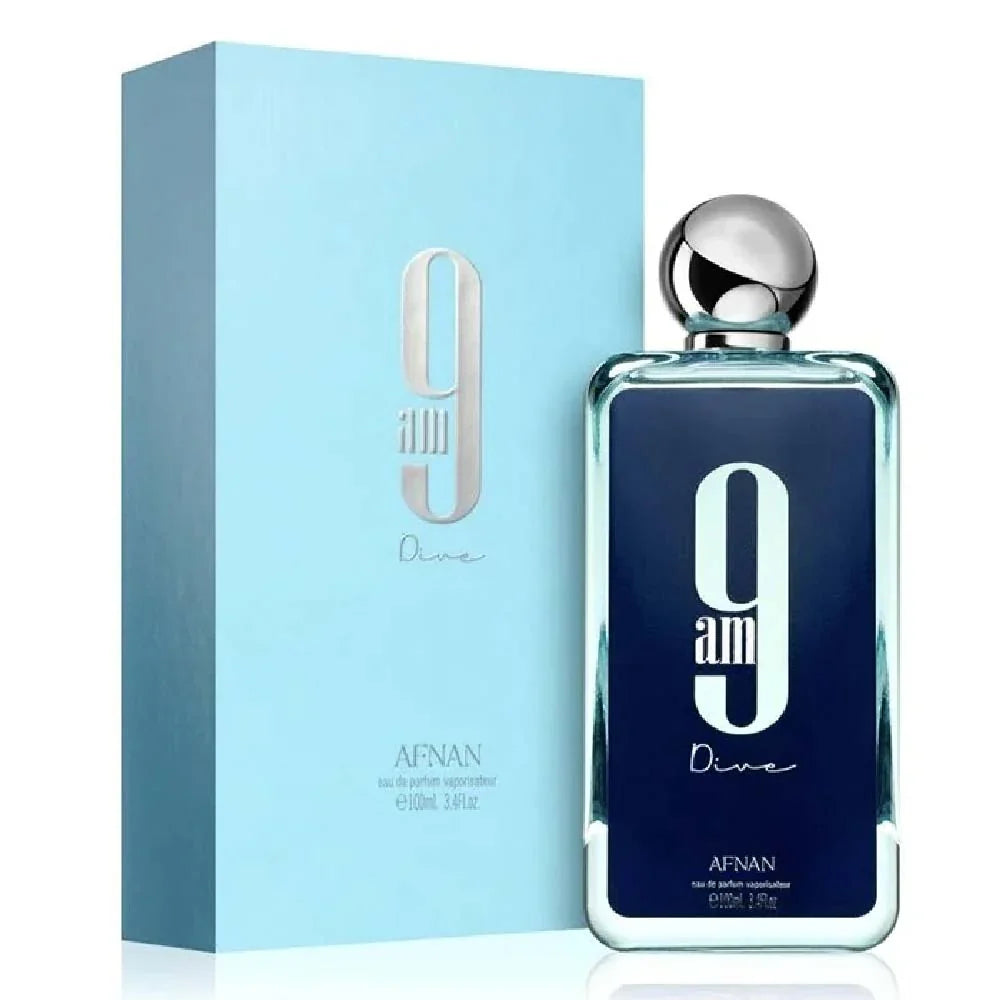Afnan 9AM Dive Eau de Parfum 100ml bottle, unisex aquatic-citrus fragrance
