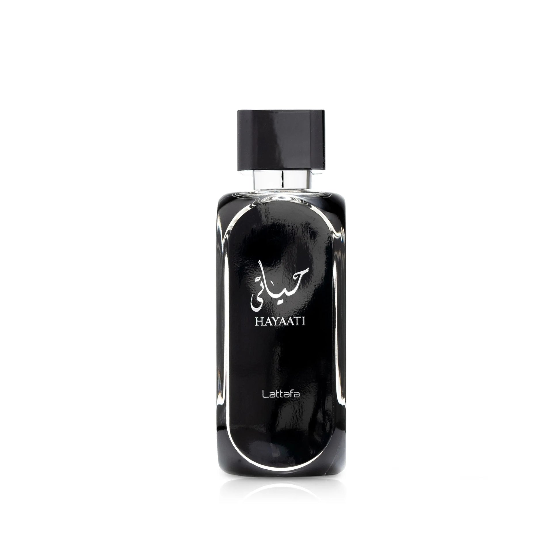 Lattafa Hayaati perfume bottle on a white background