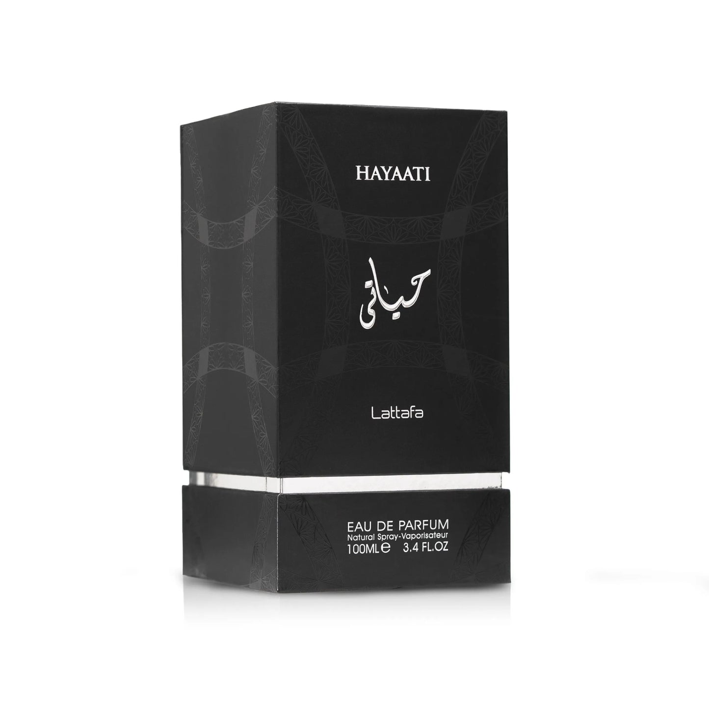 Lattafa Hayaati  perfume box on a white background