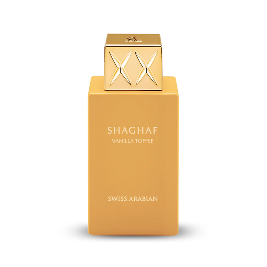 Swiss Arabian Shaghaf Oud Vanilla Toffee Eau De Parfum 75ml box packaging